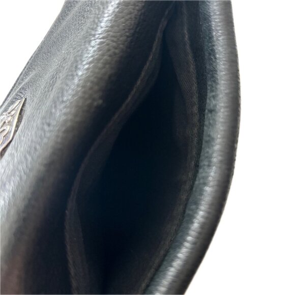 Fossil Vintage Leather Crossbody Bag Classic Black w Silver Snap Flap Pockets - Picture 4 of 8